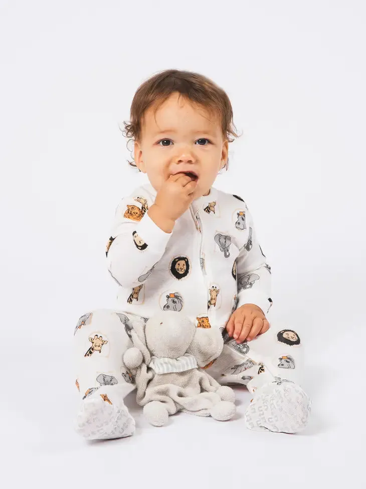 Under The Nile Organic Cotton Lovey Blankie - Elephant (Grey)