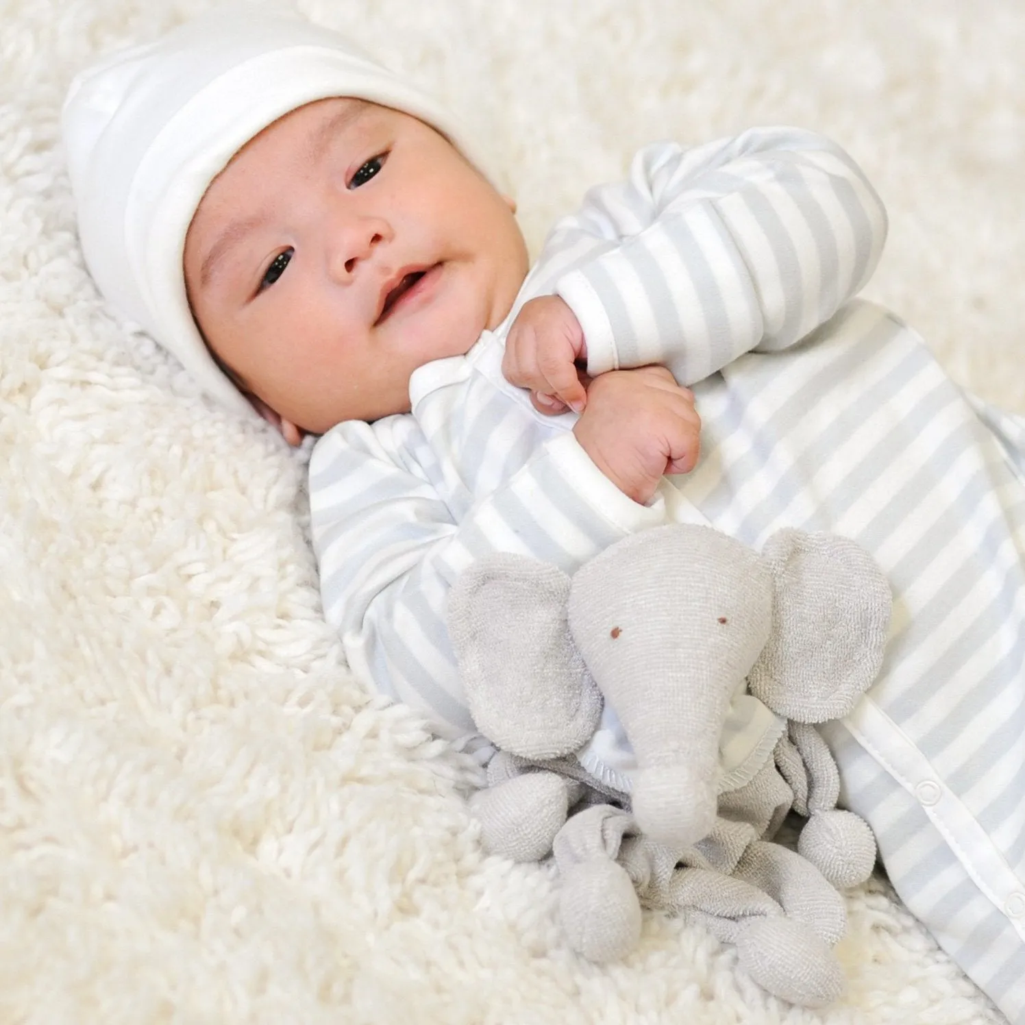 Under The Nile Organic Cotton Lovey Blankie - Elephant (Grey)
