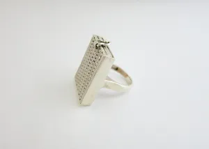 Unique, rectangular sterling silver drawer ring