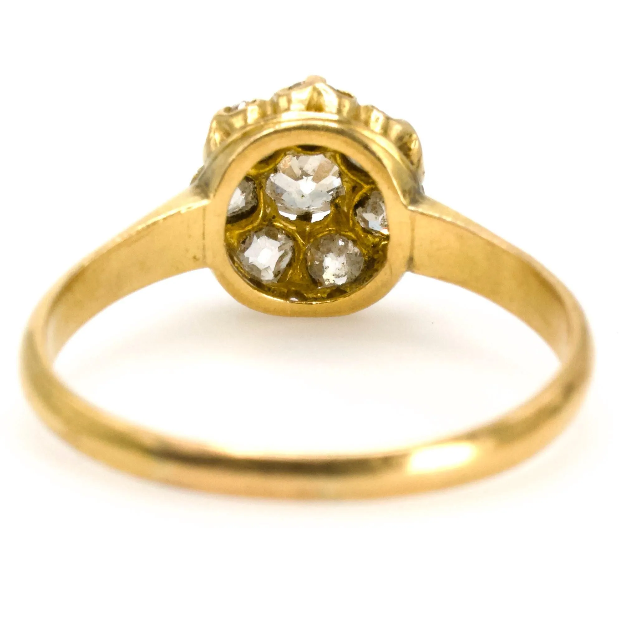Victorian Old Mine Cut Diamond Cluster Ring in 18K Yellow Gold