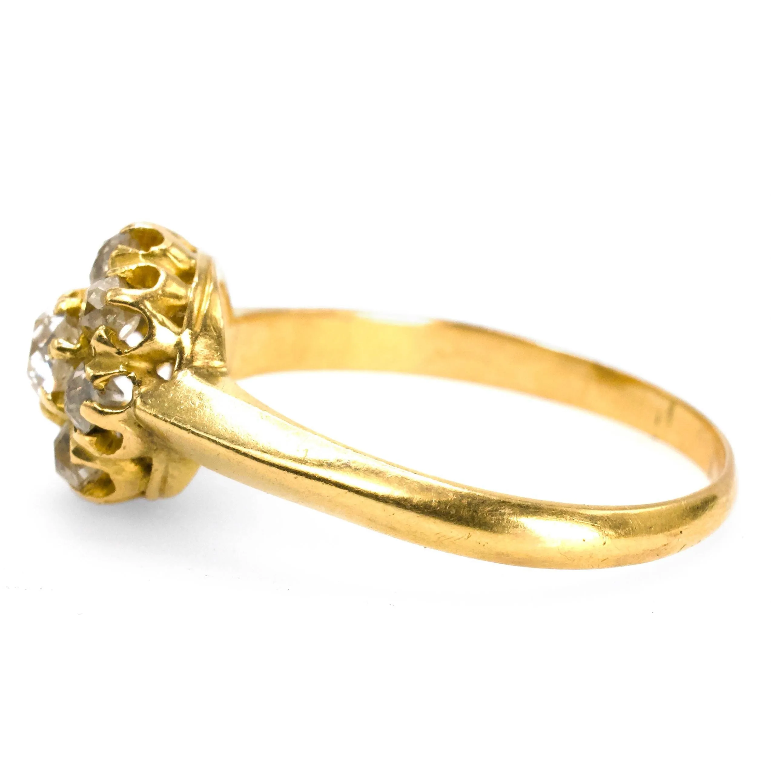 Victorian Old Mine Cut Diamond Cluster Ring in 18K Yellow Gold