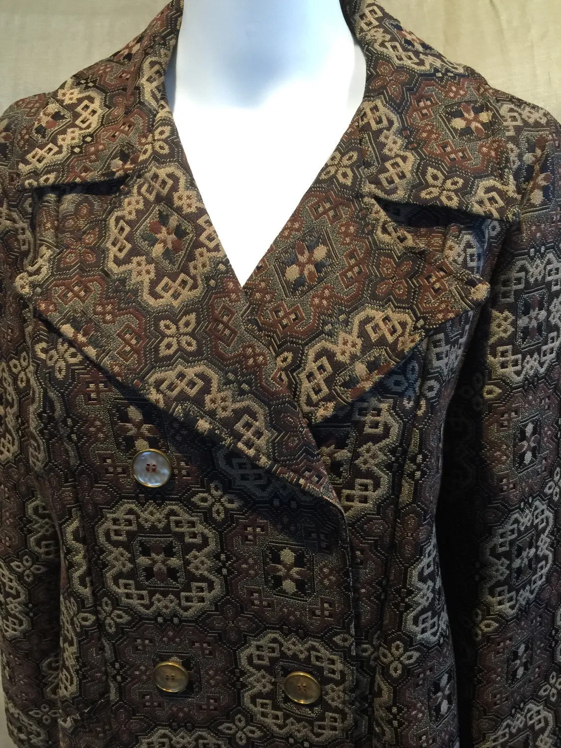 Vintage 1970 Coat Brocade XLARGE