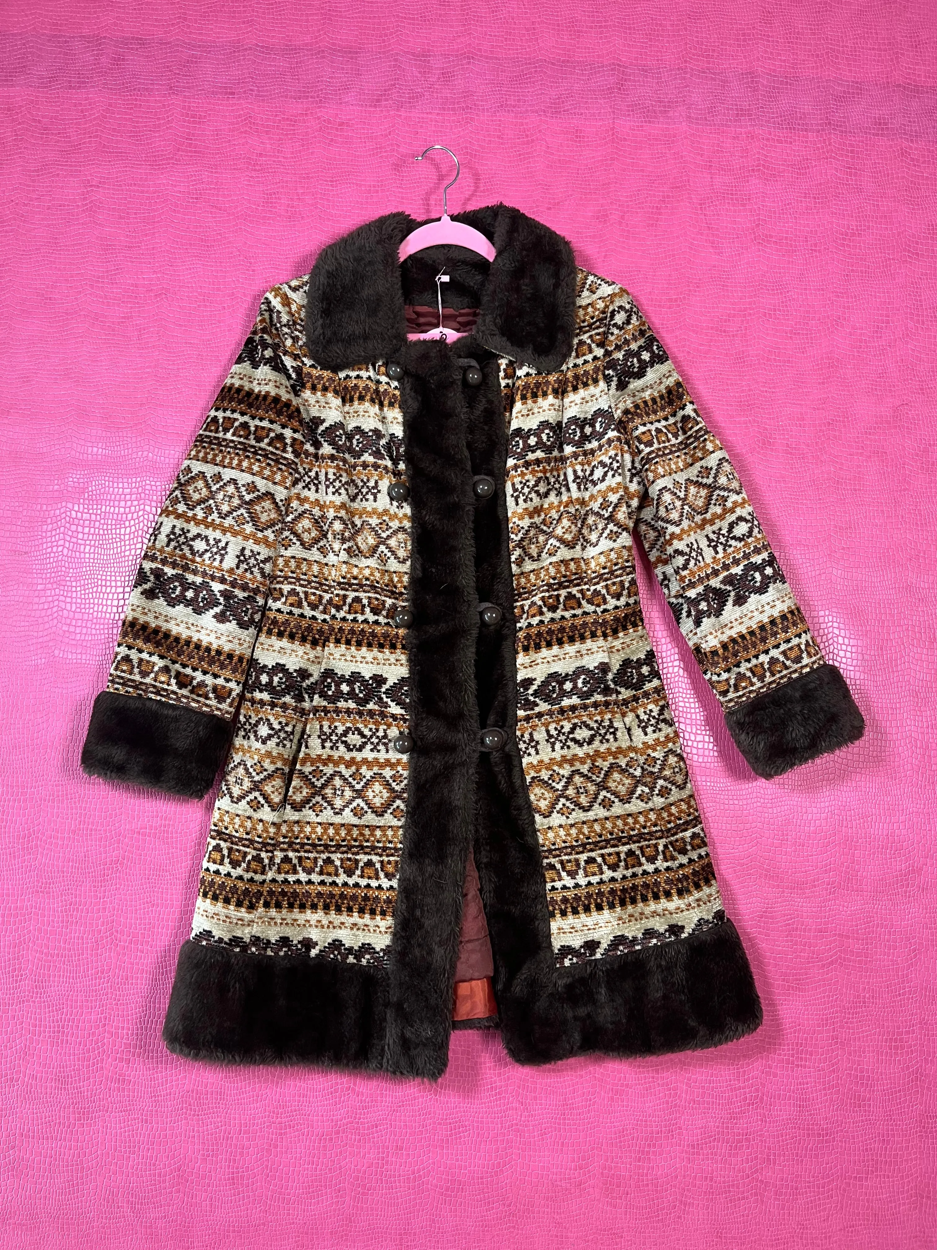 Vintage 60s 70s Tapestry Coat - Best Fits Size XS-S