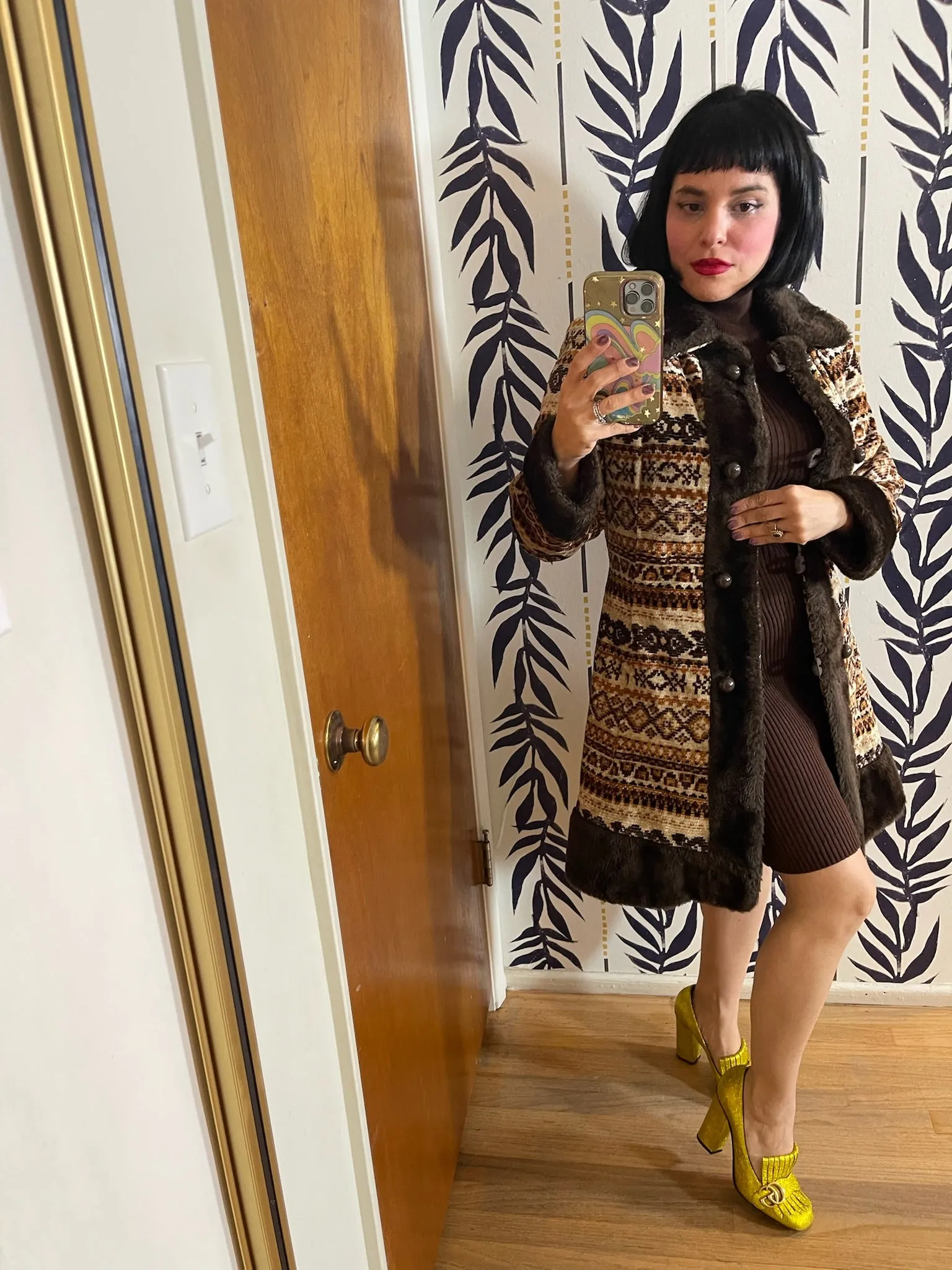 Vintage 60s 70s Tapestry Coat - Best Fits Size XS-S