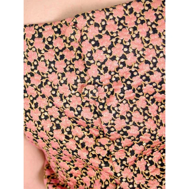 Vintage Adele Simpson Metallic Gold  & Apricot Silk Brocade Cocktail Dress 1950S 38