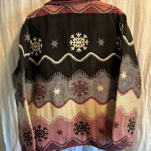 Vintage Flashback Tapestry Blazer Coat with snowflakes. Size M. Like new.