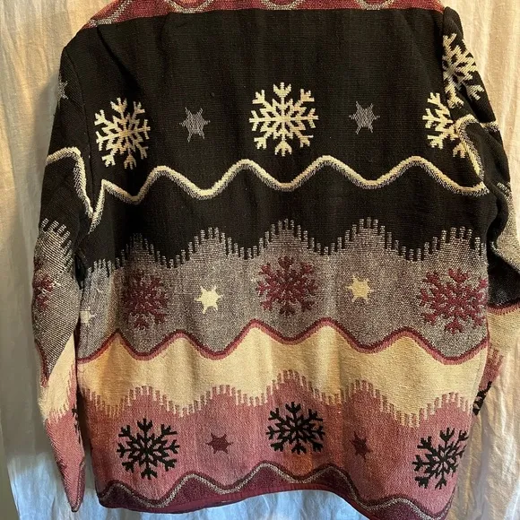 Vintage Flashback Tapestry Blazer Coat with snowflakes. Size M. Like new.