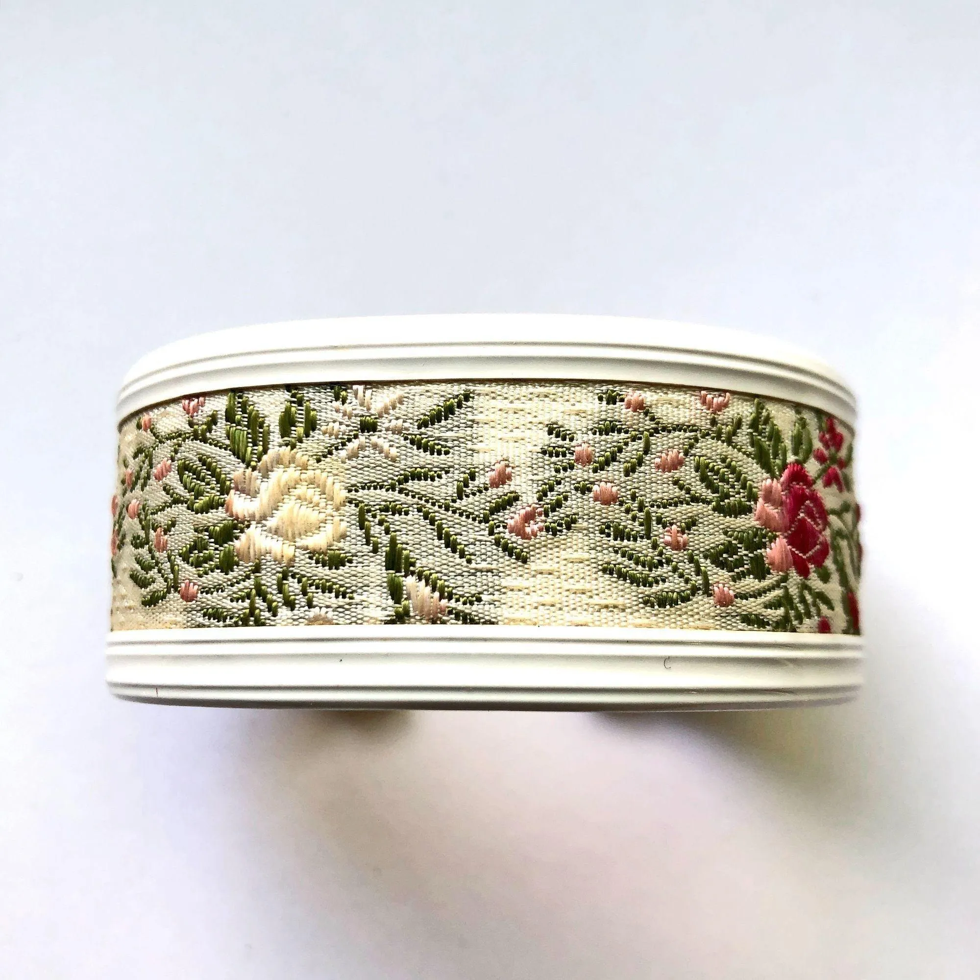 Vintage Floral Tapestry White Cuff Bracelet