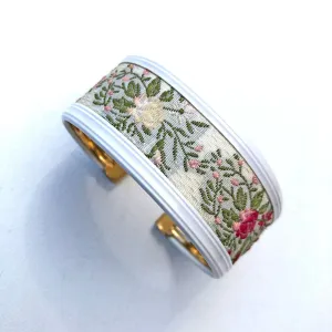 Vintage Floral Tapestry White Cuff Bracelet