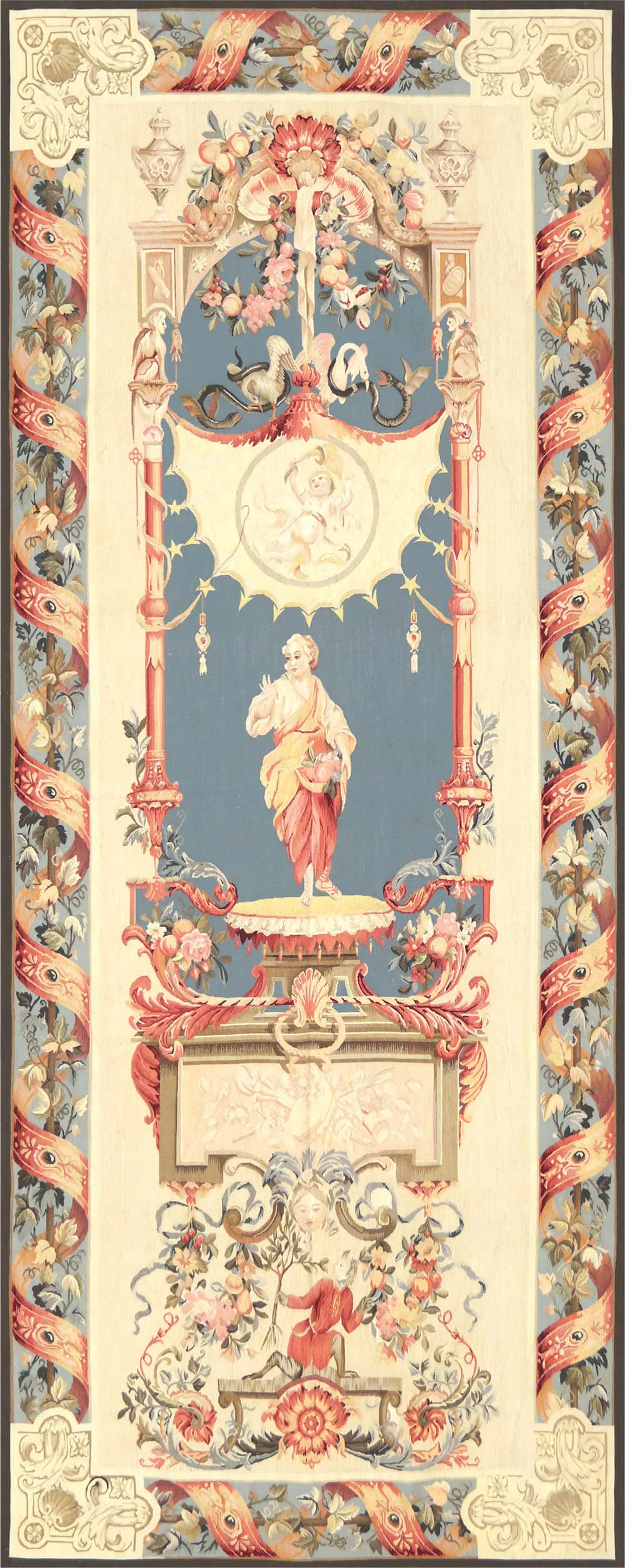 Vintage French Aubusson Tapestry - 4'2" x 10'3"