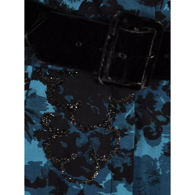 Vintage MCM Cocktail Dress Black & Turquoise Brocade Beaded 1950S Peer 36-26-Free S