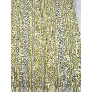 Vintage Panels  Rhinestone Studded /Beaded Metallic Silk Brocade 1960s