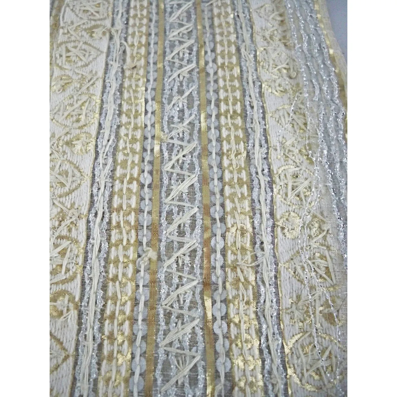 Vintage Panels  Rhinestone Studded /Beaded Metallic Silk Brocade 1960s