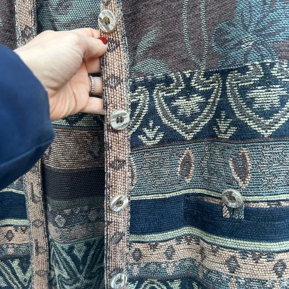 Vintage Sag Harbor jacket floral tapestry multi 90s  boho tweed sz 14 Large