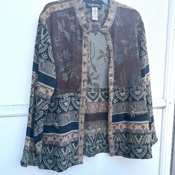 Vintage Sag Harbor jacket floral tapestry multi 90s  boho tweed sz 14 Large