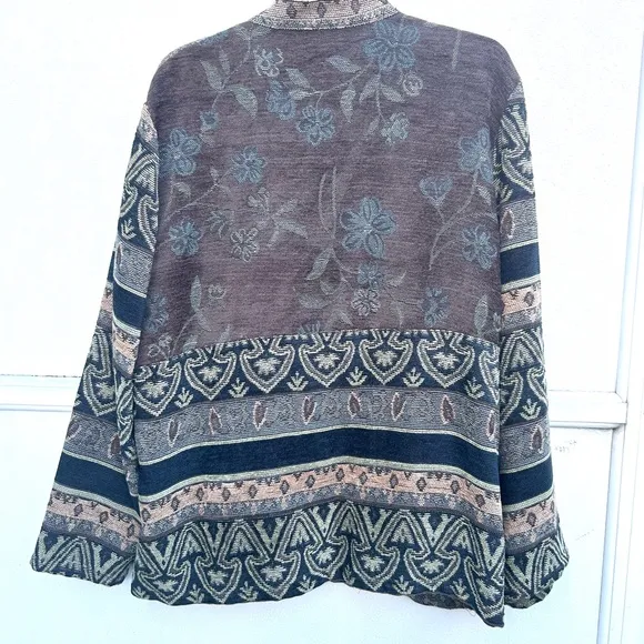 Vintage Sag Harbor jacket floral tapestry multi 90s  boho tweed sz 14 Large