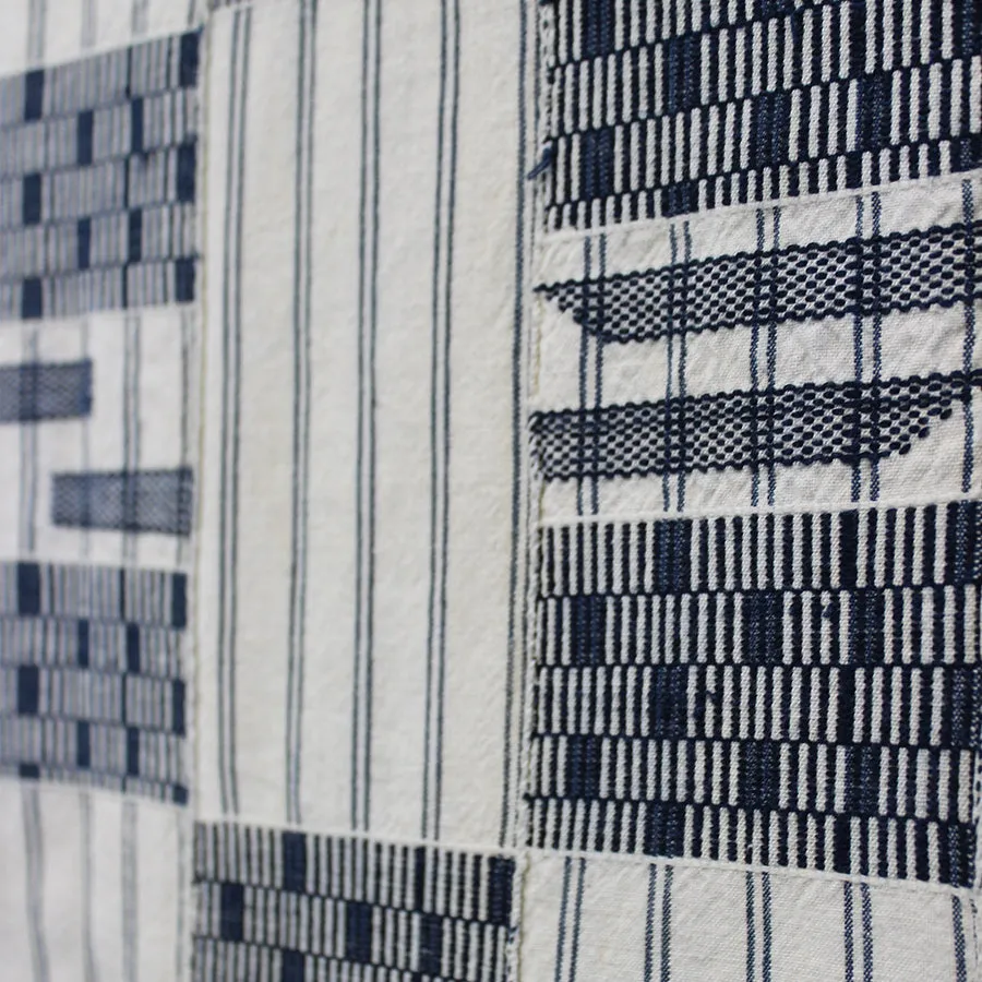 Vintage Textile - Blue & White Kente