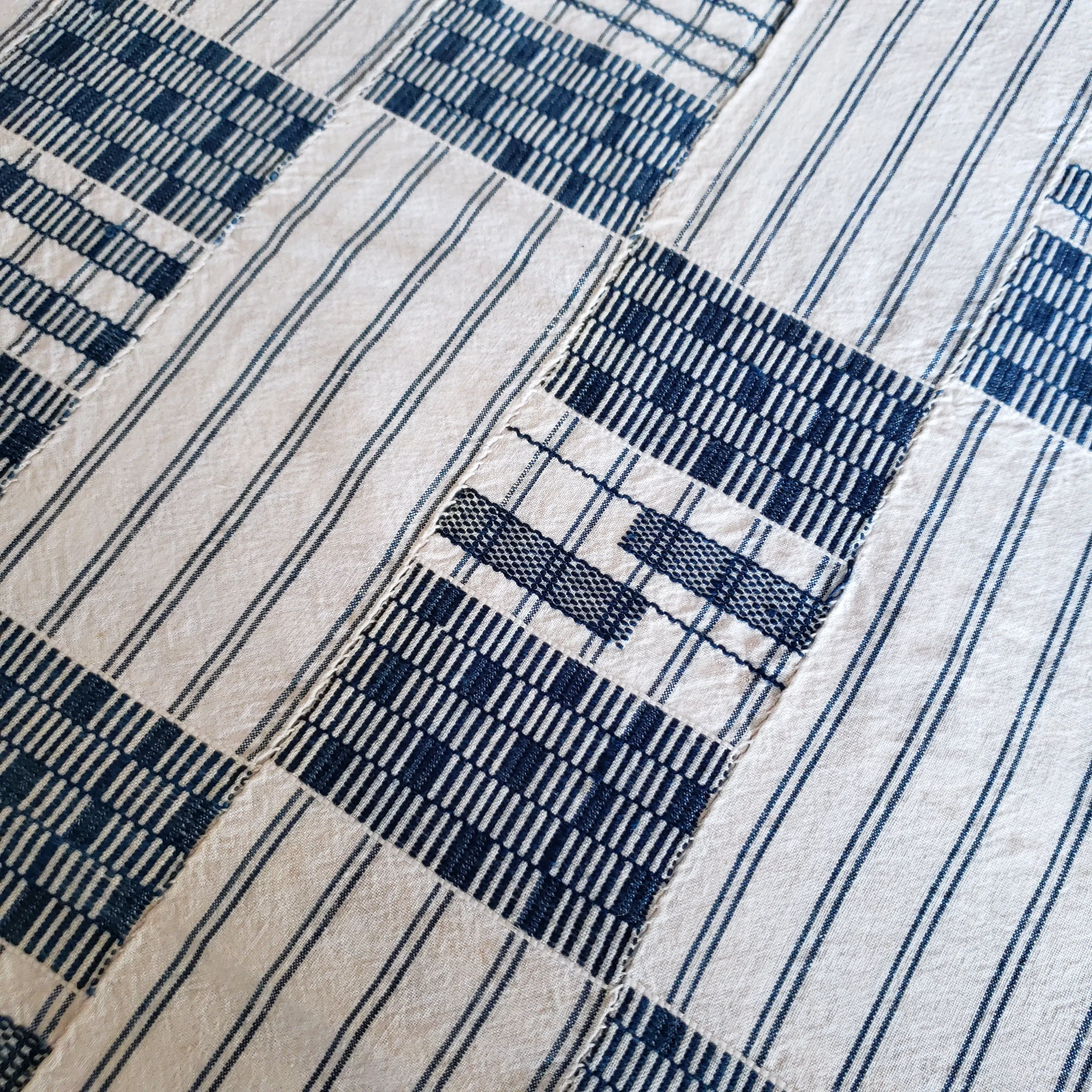 Vintage Textile - Blue & White Kente