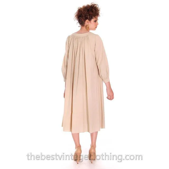 Vintage Vuokko Nurmesniemi Peasant Dress Ivory Linen  1960s S
