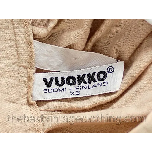 Vintage Vuokko Nurmesniemi Peasant Dress Ivory Linen  1960s S
