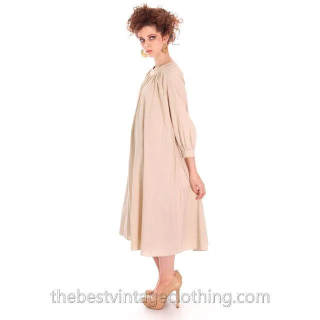 Vintage Vuokko Nurmesniemi Peasant Dress Ivory Linen  1960s S