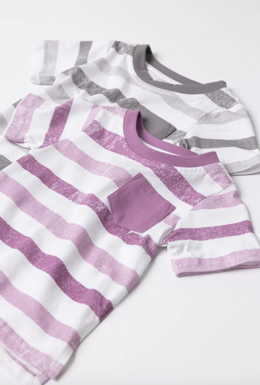 Watercolor Striped Classic Tee - Dusty Plum