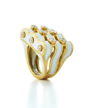 Wave Ring, White Enamel