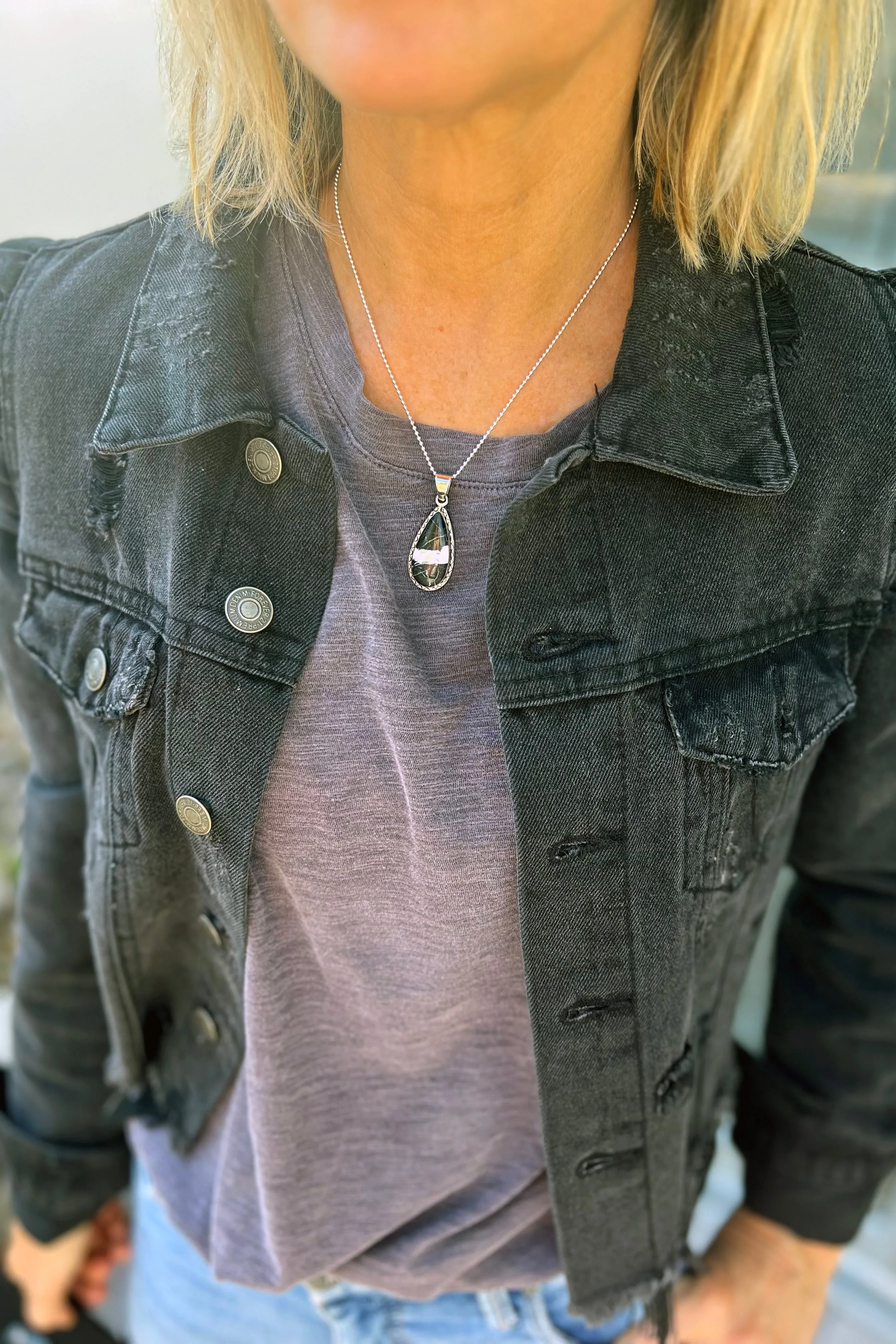 White Buffalo Teardrop Pendant