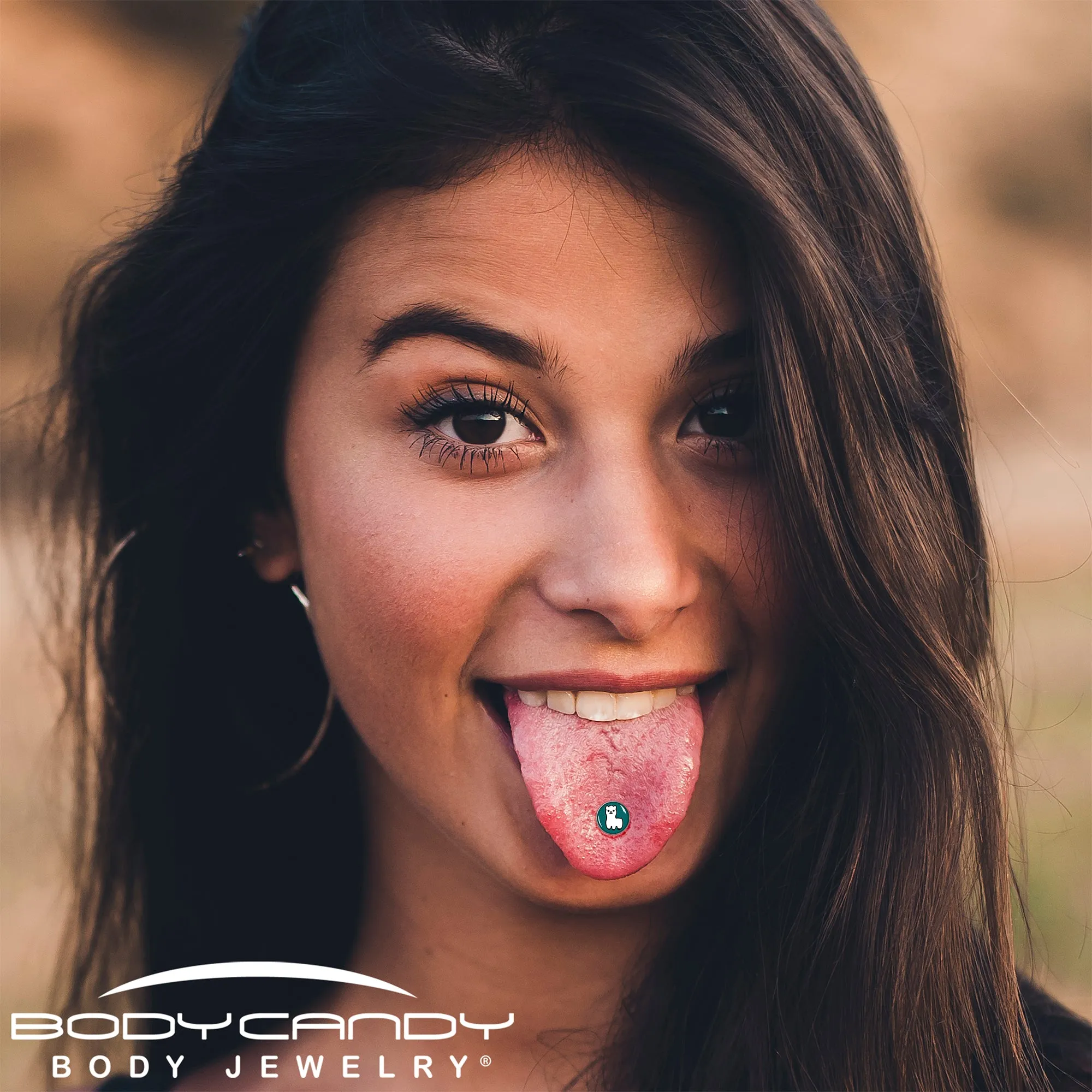 White Llama Barbell Tongue Ring