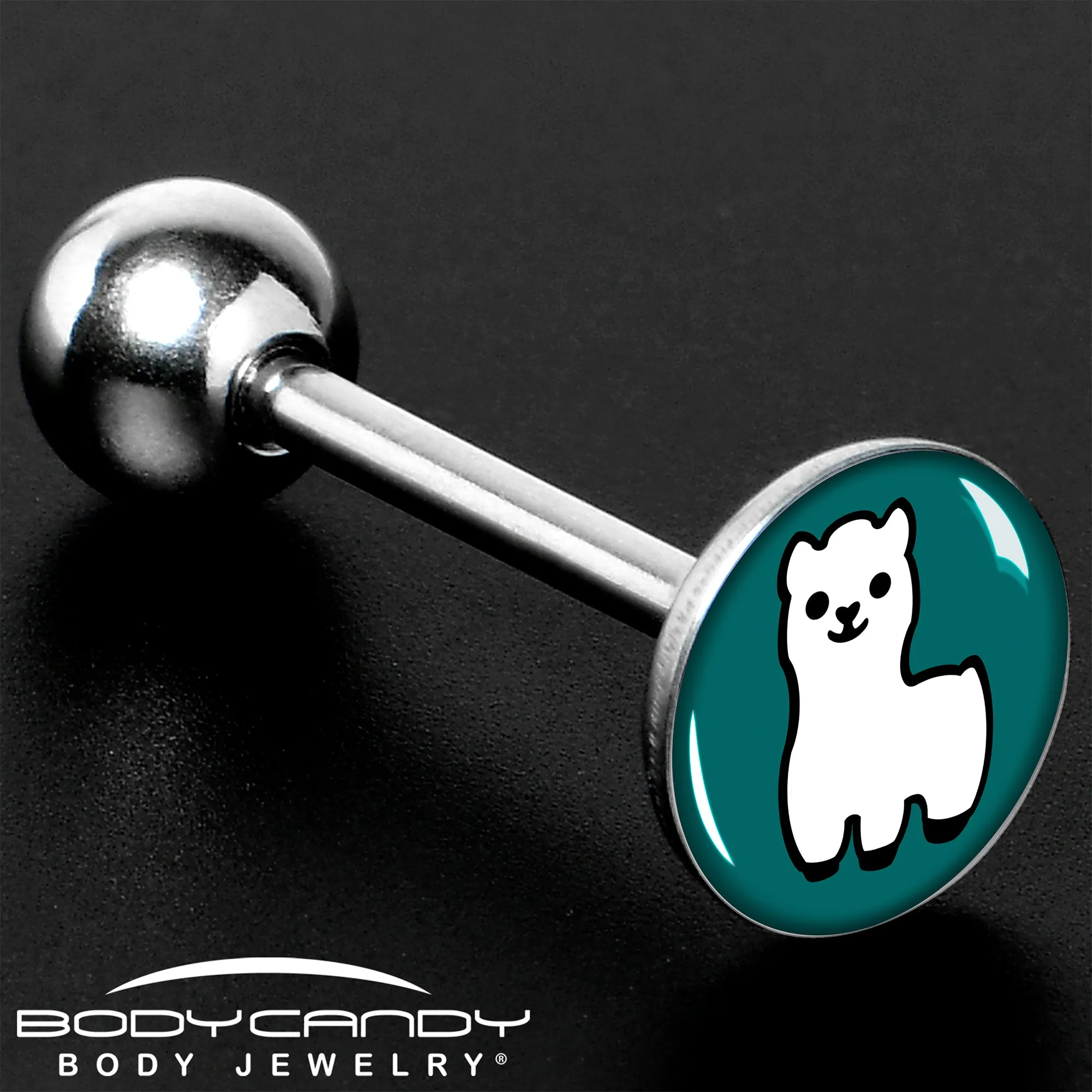 White Llama Barbell Tongue Ring