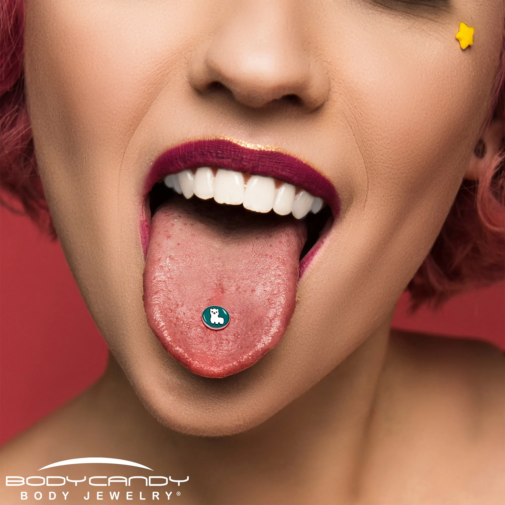 White Llama Barbell Tongue Ring