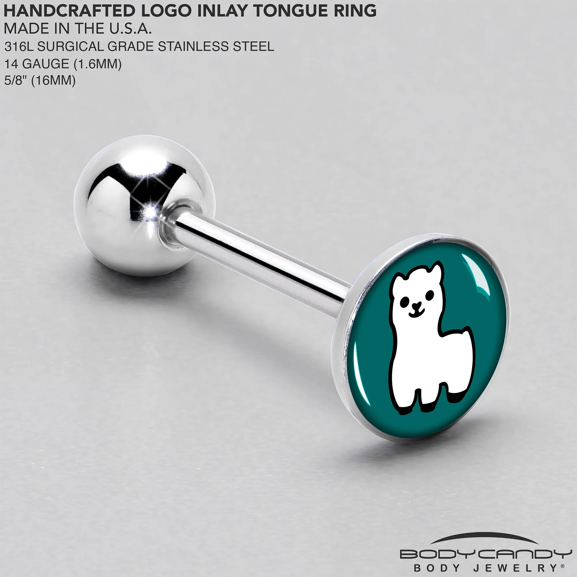 White Llama Barbell Tongue Ring