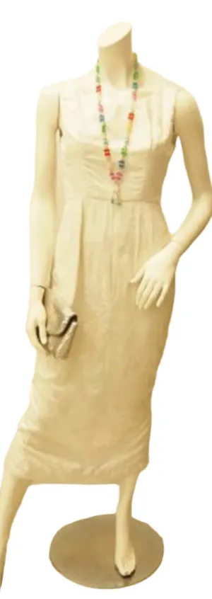 Wiggle Room White Brocade Vintage Dress