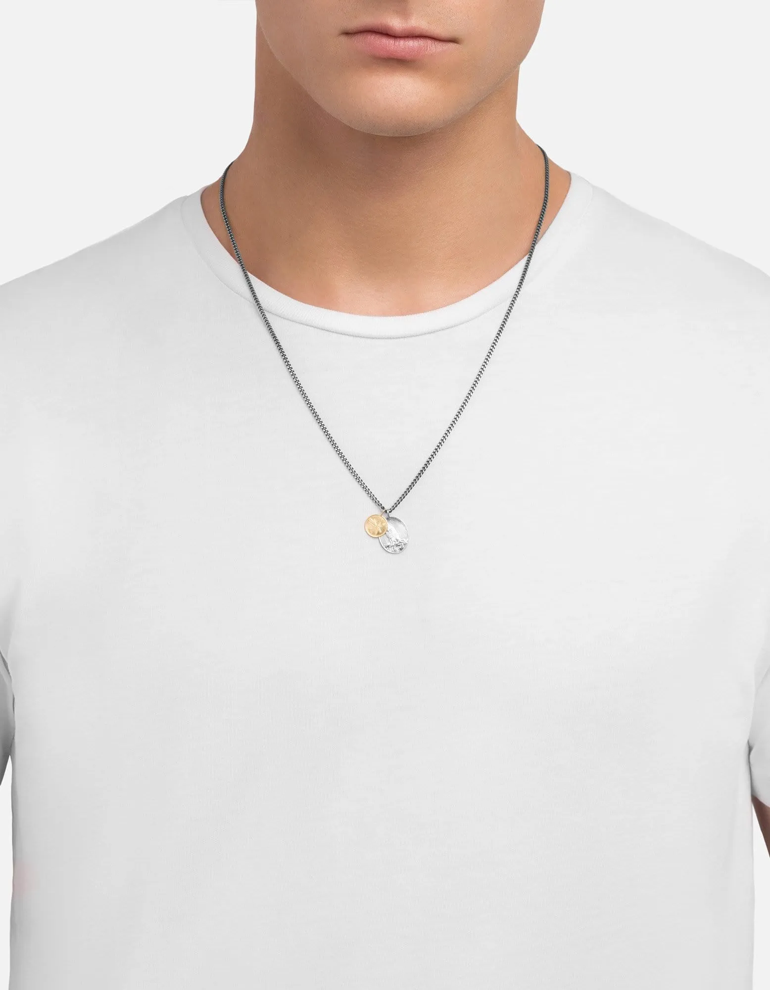 Wolf Pendant Necklace, Sterling Silver/Gold