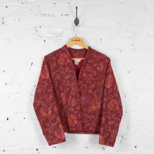 Womens Leaves Tapestry Blazer Jacket - Red - Womens M