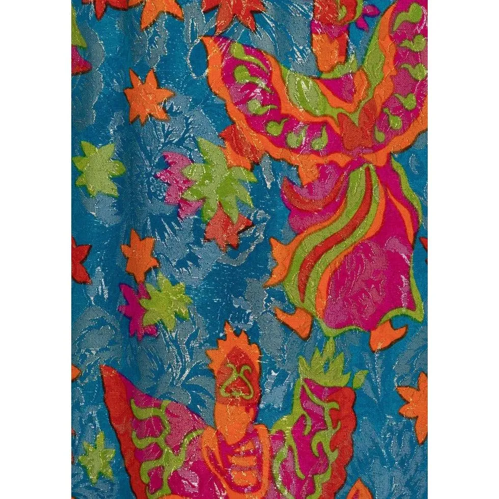 YVES SAINT LAURENT Silk Brocade Jacket Butterfly Skirt Ensemble Runway, 1989 | Size 40