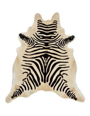 Zebra Print Cowhide Rug (Light Brown) - L