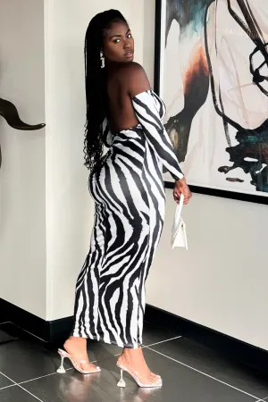 ZEBRA STRIPED BACKLESS MIDI | DRESS