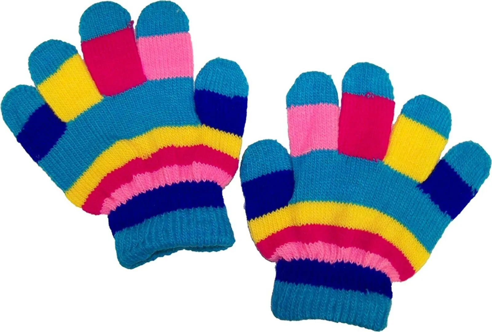 ZUZIFY 6 Pairs Toddlers Fun Striped Magic Knit Gloves