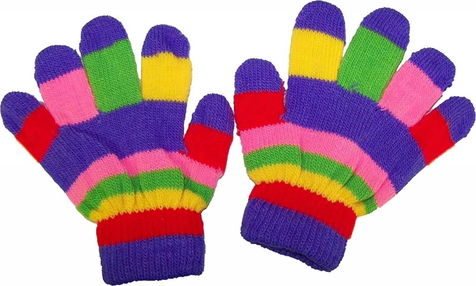 ZUZIFY 6 Pairs Toddlers Fun Striped Magic Knit Gloves