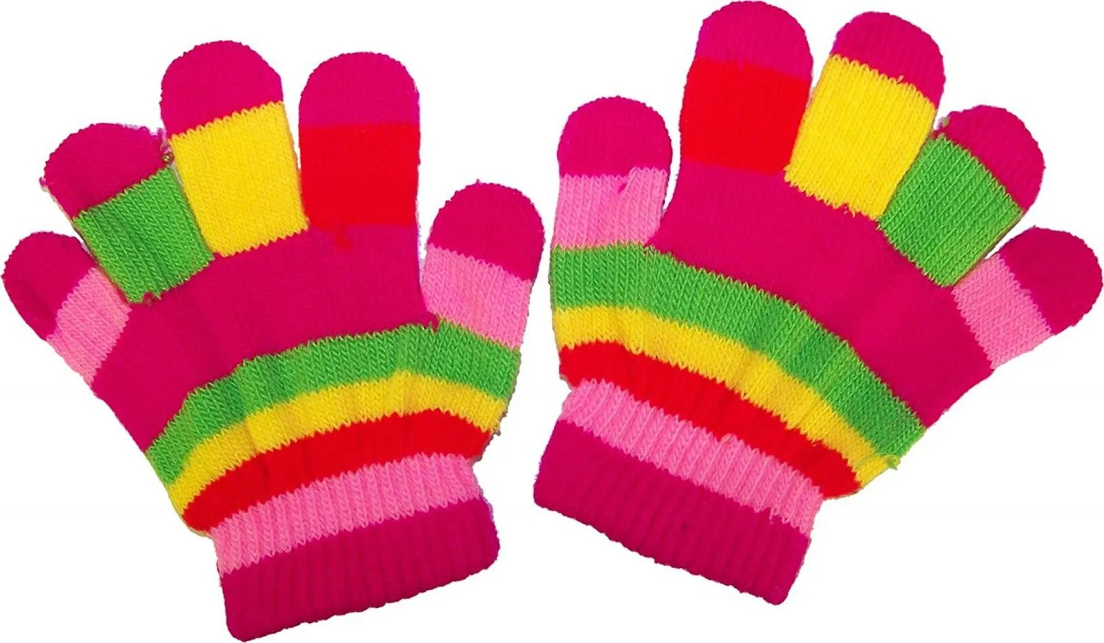ZUZIFY 6 Pairs Toddlers Fun Striped Magic Knit Gloves